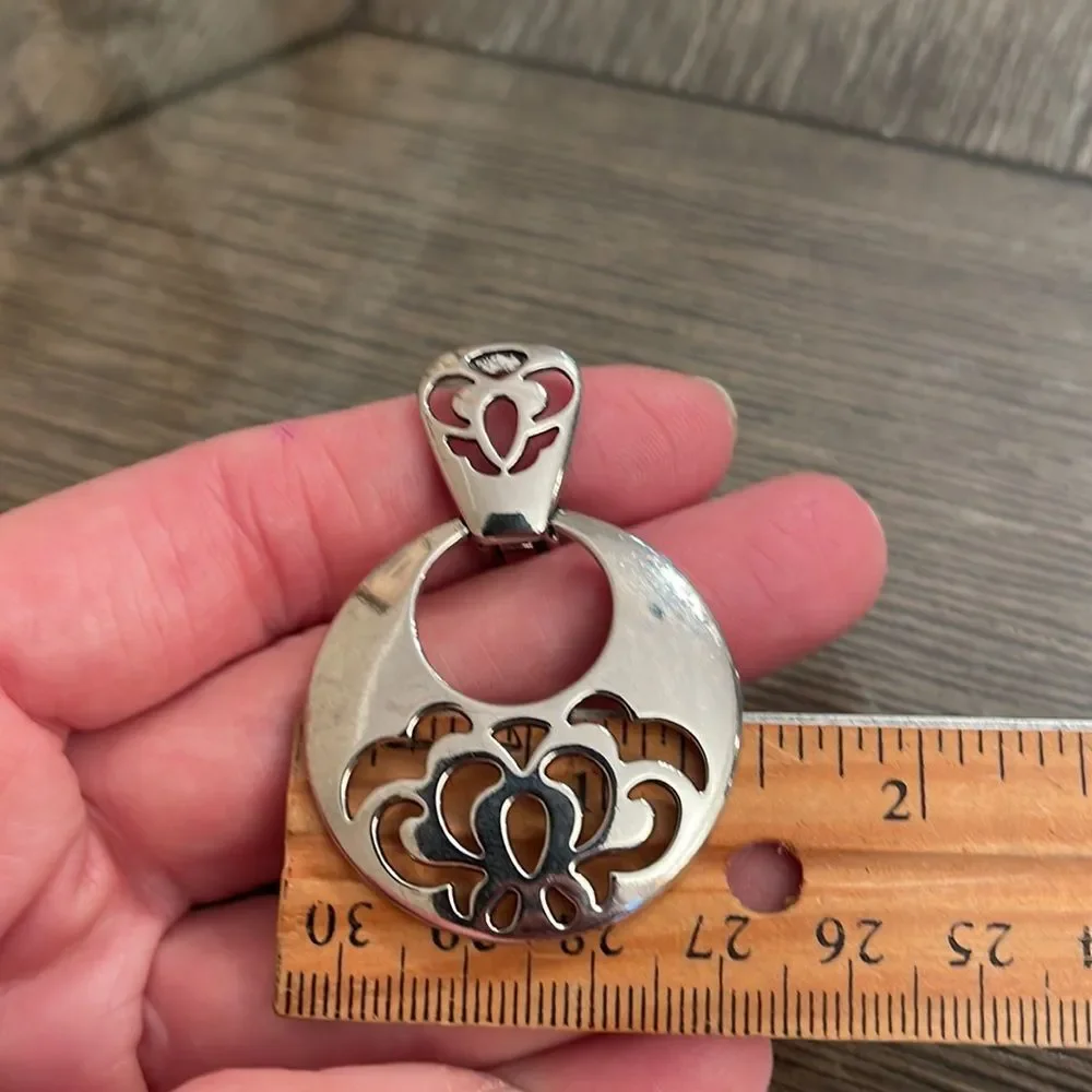 Vintage Silver-tone Door Knocker Clip Earrings, Floral Design